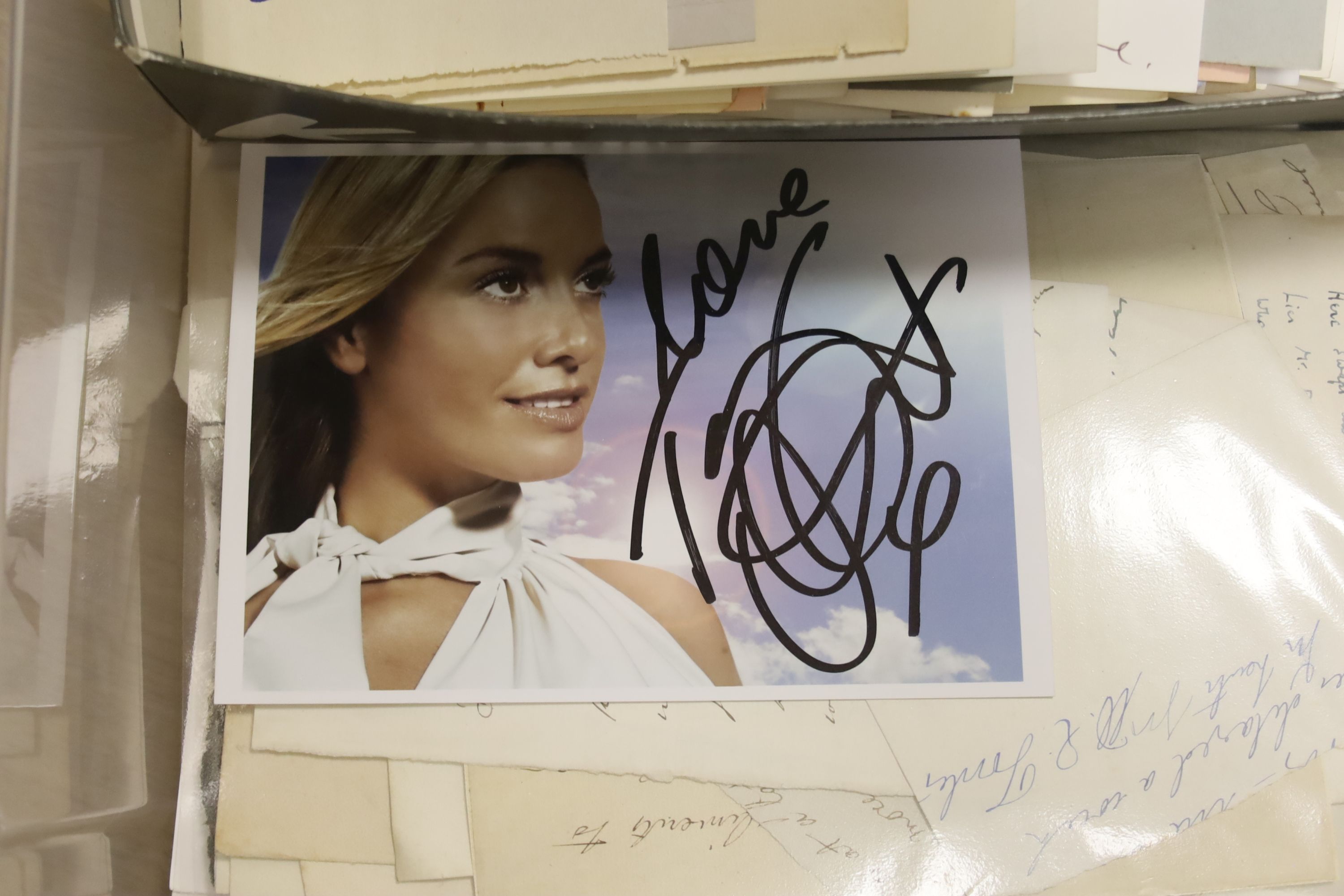 A collection of mixed autographs including John Travolta, Anna Paquin, Jane Seymour